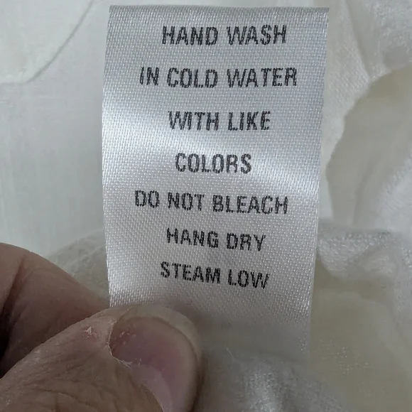 IKT Maggie Size Medium White 30% Linen Cropped Blouse With Drawstring Waist - Picture 10 of 12